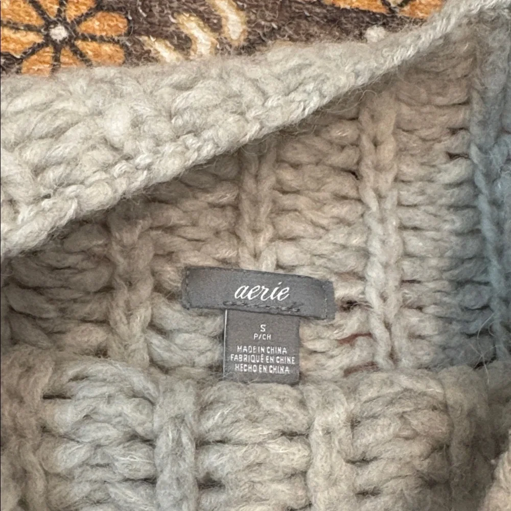 ✨ AERIE ✨ Gray Wool Alpaca Blend Cozy Chunky Turtleneck Sweater Size Small Flaw - Picture 3 of 9